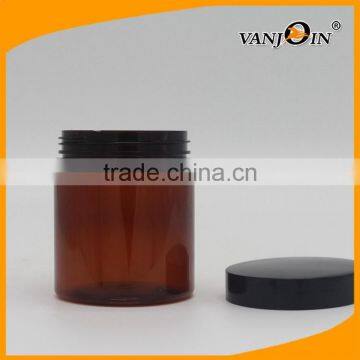 8oz PET Amber Round Plastic Cream Jar With Black Screw Cap