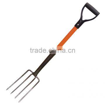 4 prongs spring garden digging fork with fiberglass handle