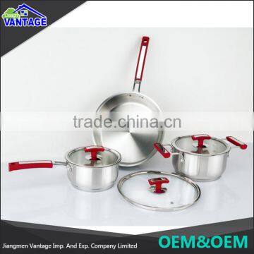 Good Quality Wholesale Mirror Polish 3pcs Cookware Stainless With Silicone Handle photo-2