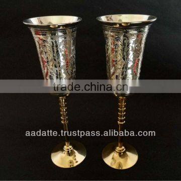 2014 Hot design gift low price metal wine glass gold and silver plated goblets