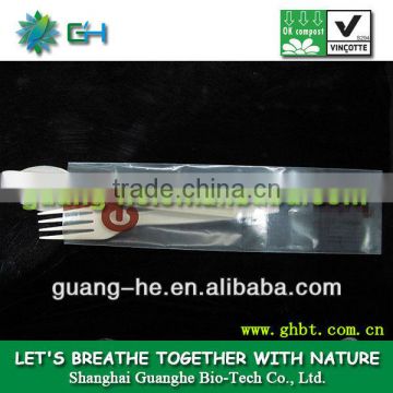 100% Biodegradable PLA transparency packing bag for tableware / cutlery in hotel use and disposable use