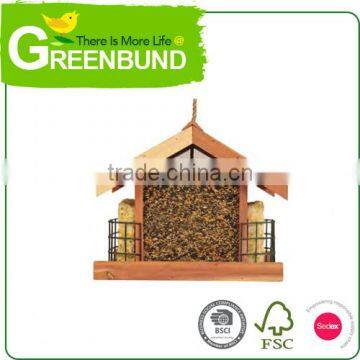 Stand Wooden Bird House Woven Iron Wild Bird Care