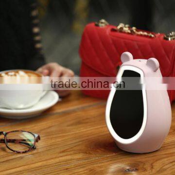 Simple Fashion Multi-functional Cute Bear Desk Clock With Mirror/LED Back Light/Bluetooth Speaker/Temperature Digital Clock photo-4