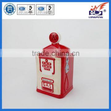 Customized Vintage Petrol/gas Pump Shape Food Storage Ceramic Cookie Jar