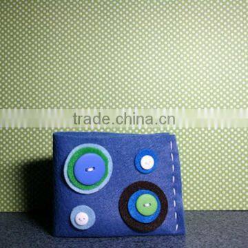 Best selling products polyester ticket cover cd case wool fabric business card wallet with the button circles manufacture