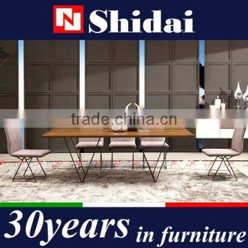 Stainless Steel Base Walnut Veneer Dining Table Modern A-45 photo-3