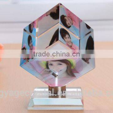 Crystal laser engraving cube with LED light base