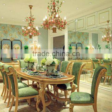 Luxurious Elegant Golden and Brown Carving Round Dining Table Set With Buffet and Chairs BF12-04204b photo-6