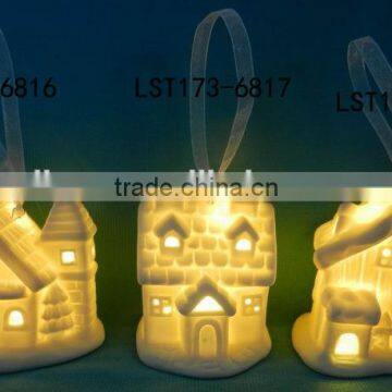 White Bisque Ceramic Christmas Tree Ornaments Wiht Led Light photo-5