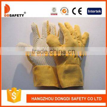 DDSAFETY 2017 Yellow Cotton Back Band Cuff Garden Glove Safety Working Glove