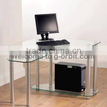 Metal Frame Design Modern Glass Computer Table photo-3