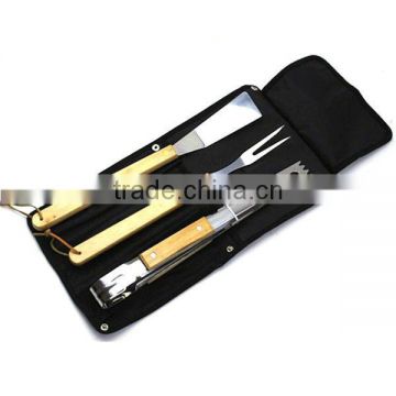 BQ-0021 / 3 pcs wooden handle BBQ tool/ bbq kit