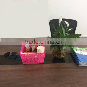 Carved Sunflower Design Square Plastic pp Basket photo-4