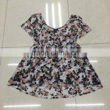 Yiwu leftover stock flower full print ladies lace tops