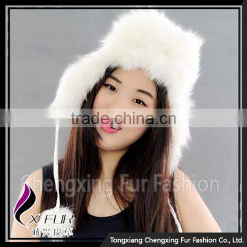 CX-C-38A Fashion Winter Fur Hat Genuine Quality White Ladies Fox Fur Hats photo-2