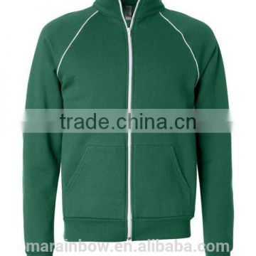 Fashionable zip up hoodie with Piping,full-Zip Fleece Cadet Collar Jacket with Piping