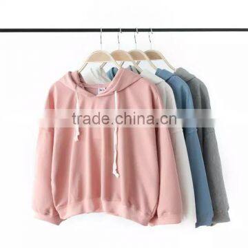 2016 Wholesale Womens Hoodies Plain Pullover With Adjustable Drawstring photo-3