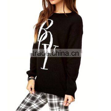 Fashion Wool-blend Crew Neck Custom Loose Knit Sweater photo-2