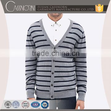 V-neck long-sleeve knitted Cotton material knitted cardigan mens sweater design