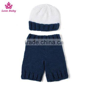 2pcs Set Newborn Infant Baby Boy Photography Prop Costume Cute Cap Pants photo-2