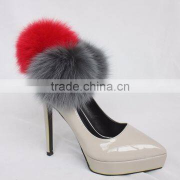 Myfur Custom Stylish Real Soft Fox Body Fur Pom Pom Accessory For Lady Shoes photo-2