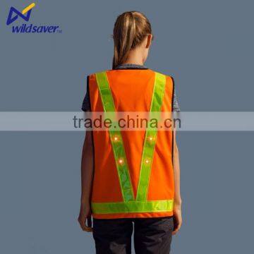 Quick dry breathable waistcoat fluorescent yellow orange blue LED safety vest