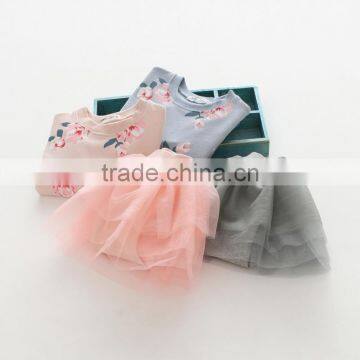 Autumn new style flower printing tops and tutu culotte girls boutique clothing set