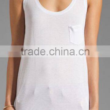 Loose Pocket Tank in White photo-3