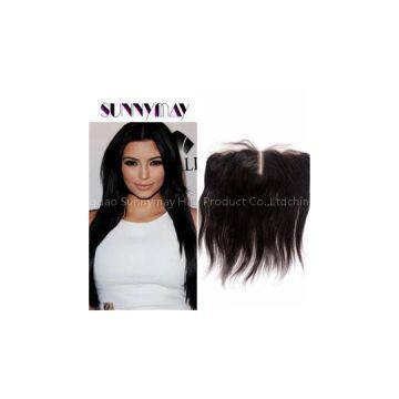 Stock 13*4 Peruvian Straight Lace Frontals Closure Middle Part 7A Peruvian Virgin Hair Bleached Knots Lace Frontal With Closure