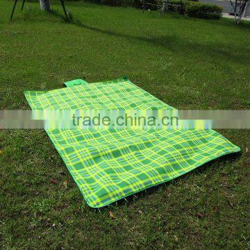 camping picnic blanket printed check polar fleece plaid/sponge/aluminium waterproof blanket