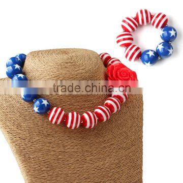 St. Patricks necklace 4th of July baby girls chunky necklace M5060601