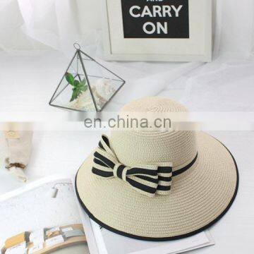 Bordure Bowknot Straw Hat Straw Plaited Article Outdoors Sunshade Hat photo-2