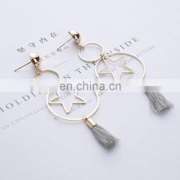 Contracted Han Guoer Nail Female Long Tassel Earrings Hand Geometry Eardrop Asymmetric Earrings Wholesale Pearl Earrings