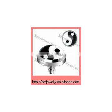 316L stainless steel top micro dermal anchor tops body piercing jewelry with yin-yang logo