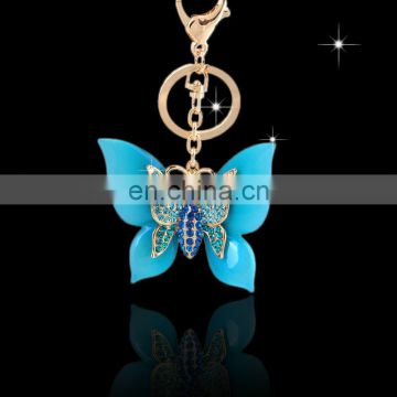 Wholesale Promotional cheap Fashion metal rhinestone insect butterfly Key chain MCA-0053