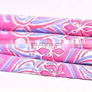 Indian Latest Floral Hand Block Cotton Pink Fabric Crafting Dressmaking Sewing Fabric By Meter Natural Vegetable Print Fabric