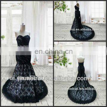 Elegant Charming Sweetheart Black Lace Beautiful Prom Dress Real Sample