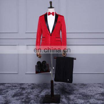 Dark Red 2017 Costume male Tuxedo Suits wedding events sequins stage singer Ji Yoshio host clothing men suits