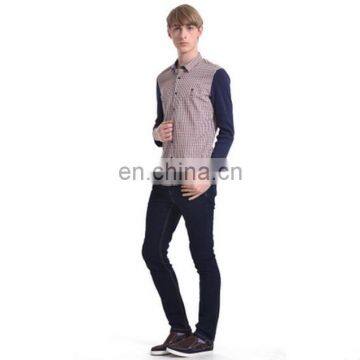 T-MSS542 Splice Design Plaid Latest Shirts for Men Pictures photo-2