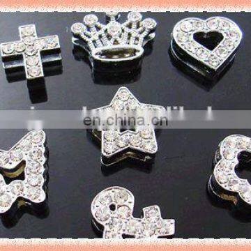 Custom initial silver rhinestone alphabet diy slide letter