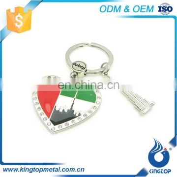 Customized Logo Decorate Crystal Heart Shape Lovers Key Chain Keychain