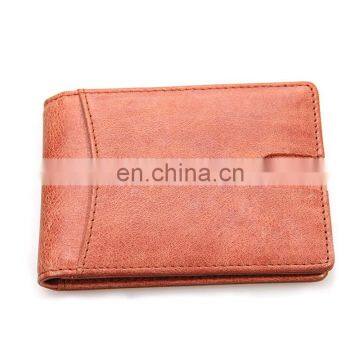 Faddish new products customized top grain genuine leather money clip wallet for Euros wholesale