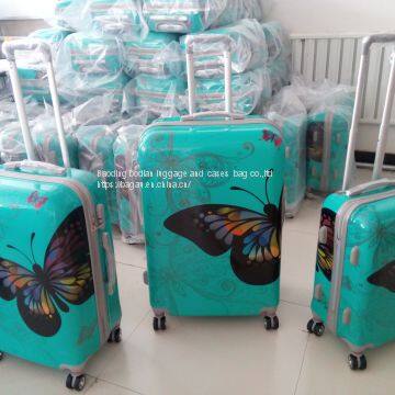 High Quality Butterfly Design PC Luggage Set 3pcs Travel Bag Aluminum Trolley Travel Case photo-2