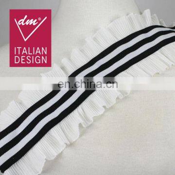 Popular tulle lace trim folded voile lace double lace