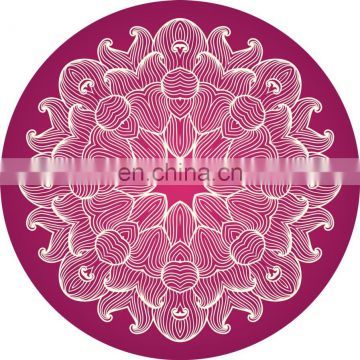 Good quality digital printing round suede natural rubber yoga mat