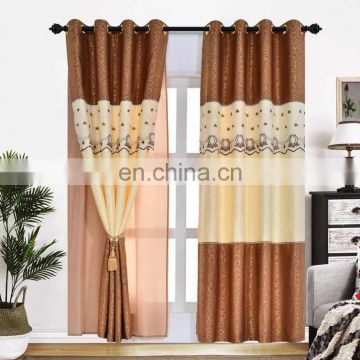 America Style Joint Color Living Room Embroider Jacquard Curtain