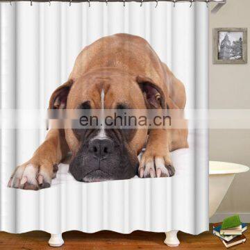 I@home Ready Made Mildew Resistant 3d Digital Dog Printed Waterproof Shower Curtain Bathroom photo-4