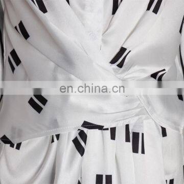 Asymmetrical Print Dresses For Women Lapel Collar Long Sleeve High Waist Tunic Mini Dress 2020 photo-4