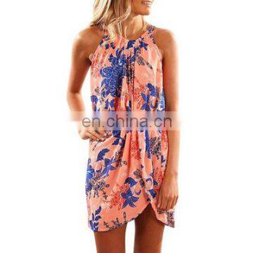 2020 Summer Burst Dress New Style Printed Sleeveless Sexy Hanging Neck Beach Skirt Women's Factory Direct Sales photo-4