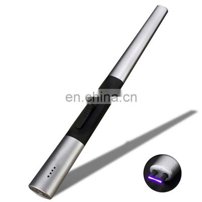 2021 New Pulse Plasma Arc Metal Outdoor Useful USB Rechargeable Windproof Electric Long Neck BBQ Lighter